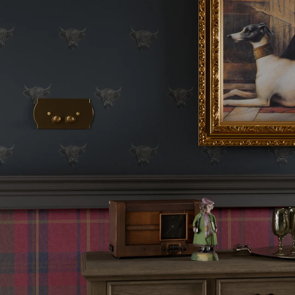 Heilan Coo Wallpaper - Oxford Blue - Lucie Annabel