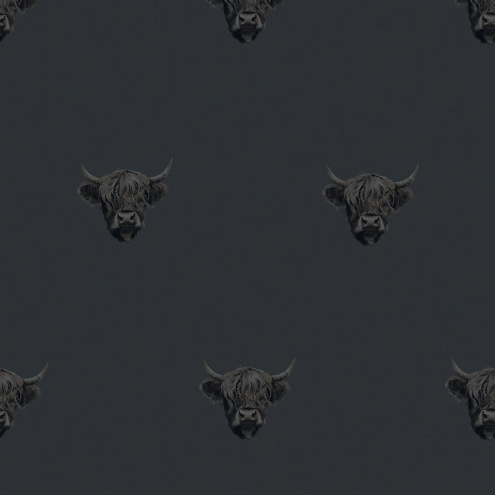 Heilan Coo Wallpaper - Oxford Blue - Lucie Annabel