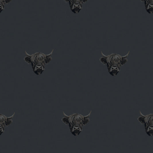 Heilan Coo Wallpaper - Oxford Blue - Lucie Annabel