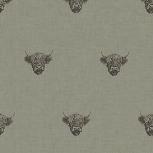 Heilan Coo Wallpaper - Warm Grey - Lucie Annabel
