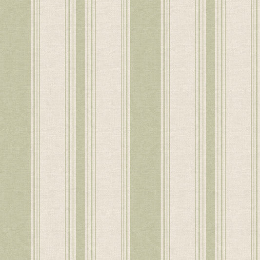 Heritage Stripe Wallpaper - Sage & Vintage Cream - Lucie Annabel