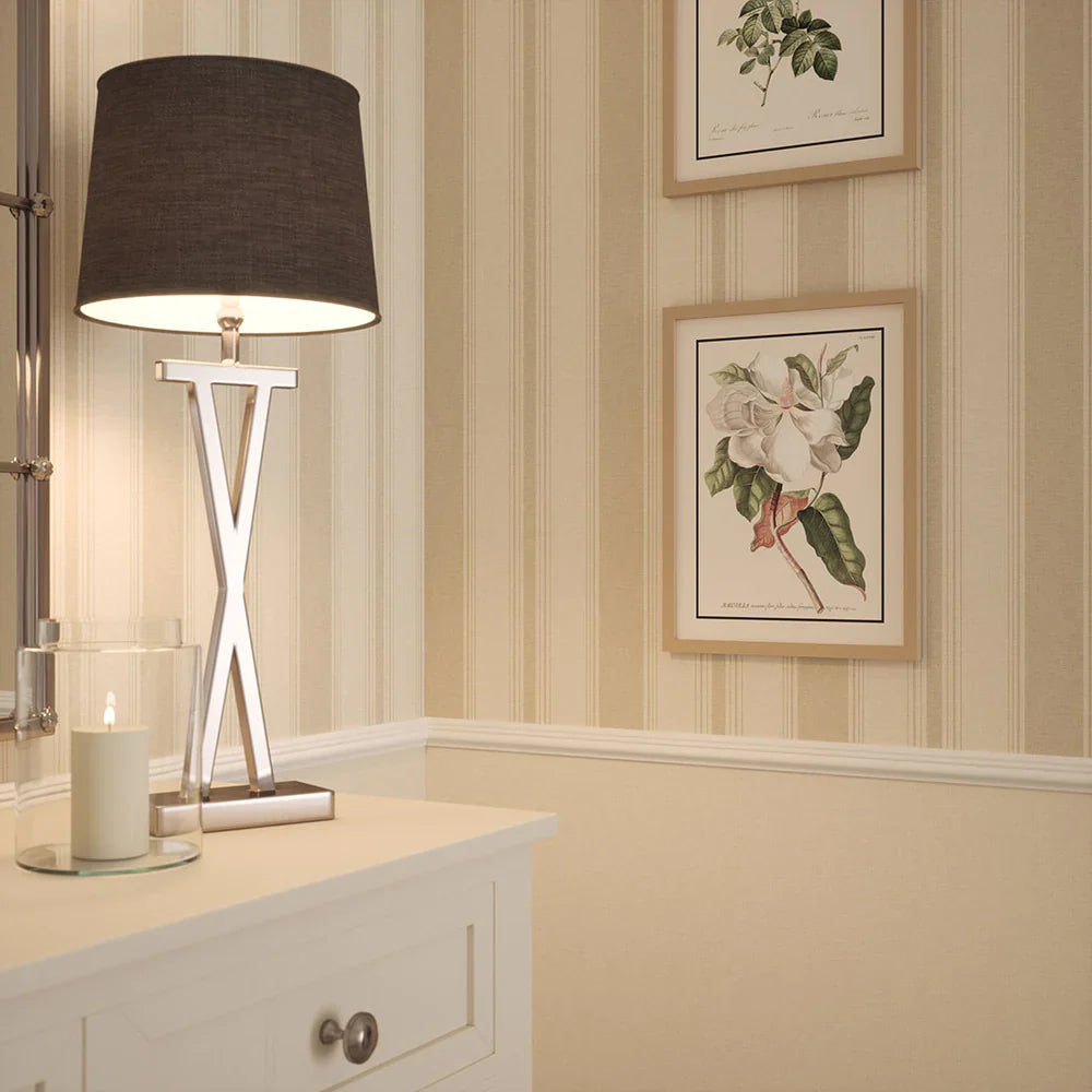 Heritage Stripe Wallpaper - Vintage Cream & Stone - Lucie Annabel