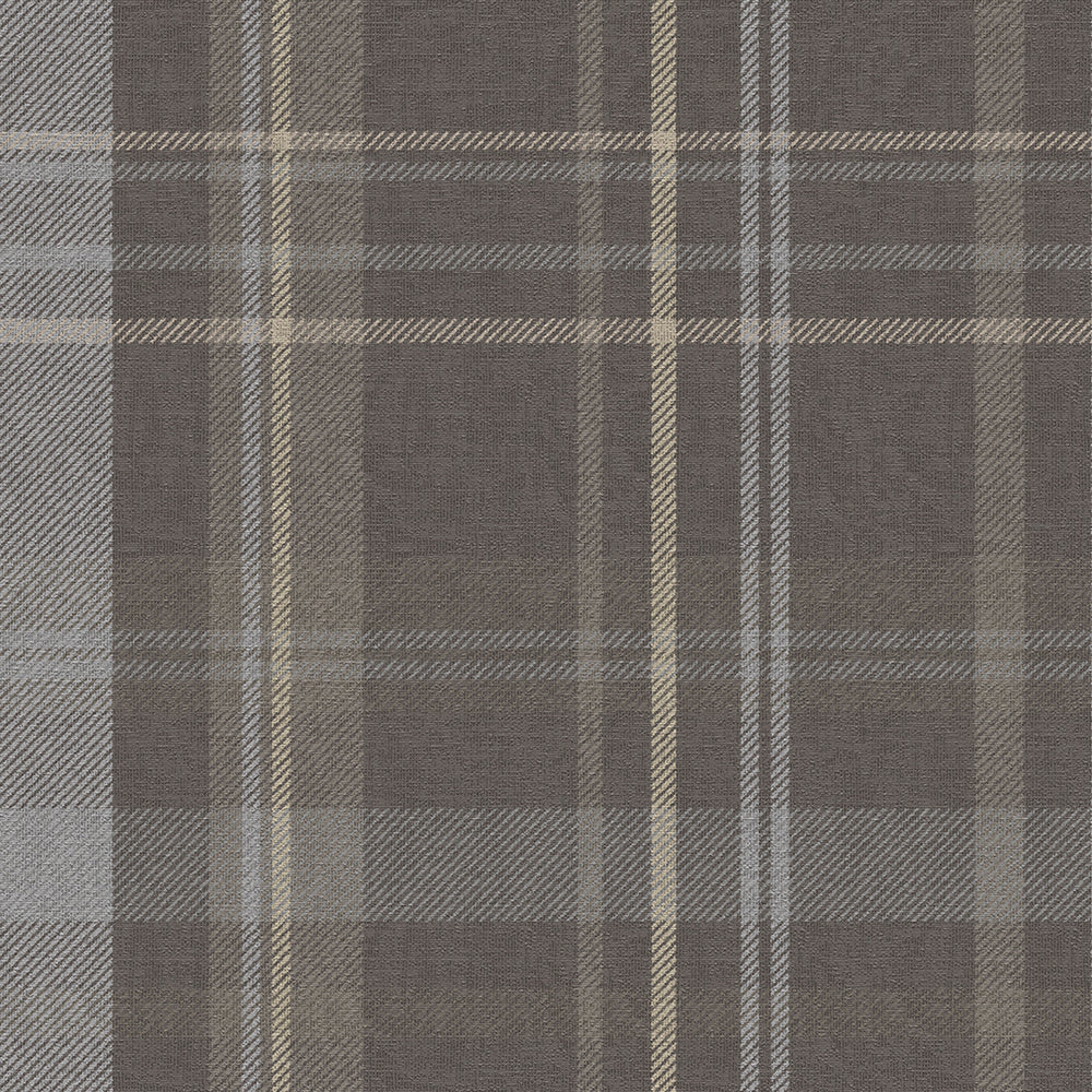 Heritage Tartan Wallpaper - Earl Blue & Vintage Cream on Earl Grey - Lucie Annabel