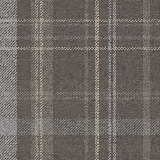 Heritage Tartan Wallpaper - Earl Blue & Vintage Cream on Earl Grey - Lucie Annabel