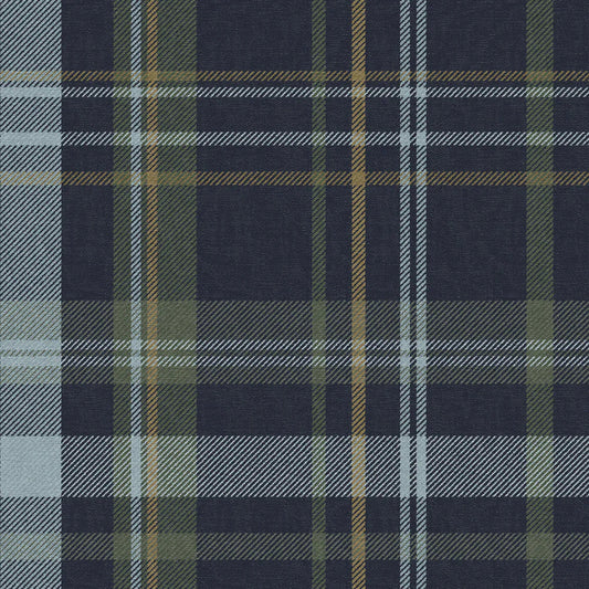 Heritage Tartan Wallpaper - Egyptian Blue & Mineral - Lucie Annabel