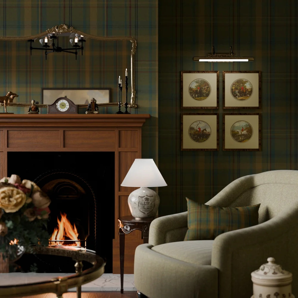 Heritage Tartan Wallpaper - Gentleman Green & Mustard - Lucie Annabel