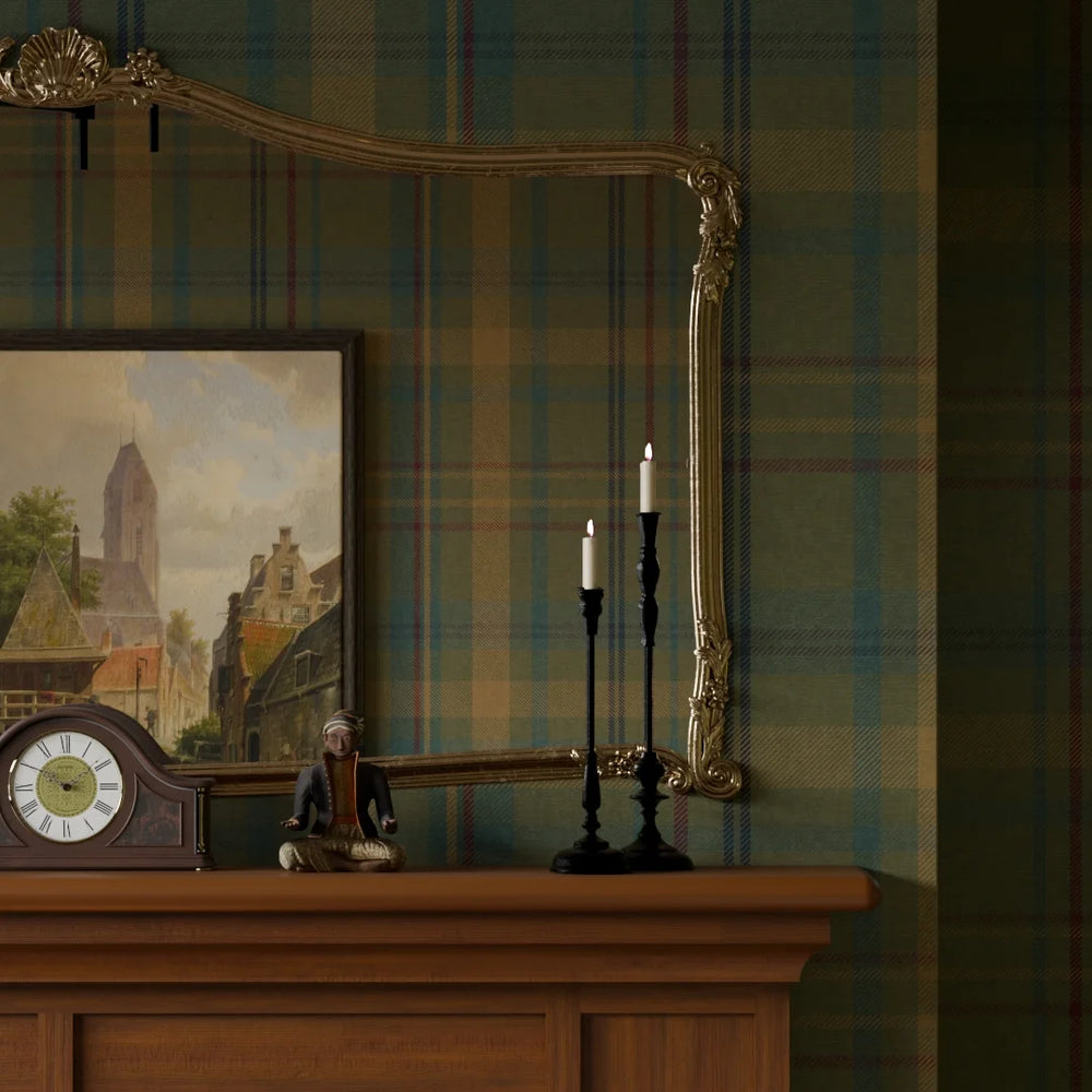 Heritage Tartan Wallpaper - Gentleman Green & Mustard - Lucie Annabel