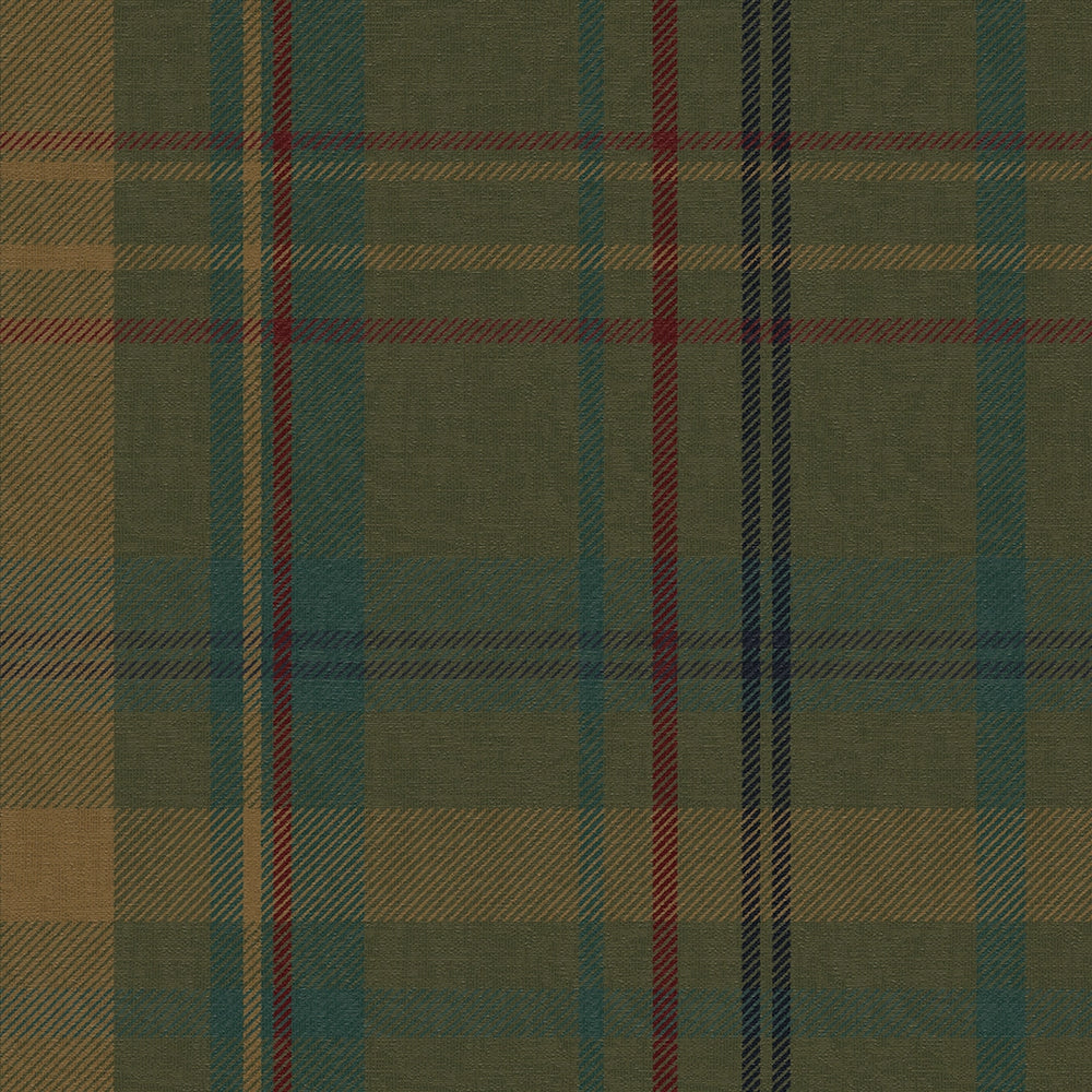 Heritage Tartan Wallpaper - Gentleman Green & Mustard - Lucie Annabel