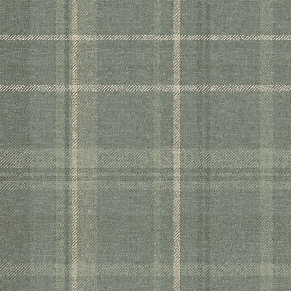 Heritage Tartan Wallpaper - Nettle Green & Vintage Cream - Lucie Annabel