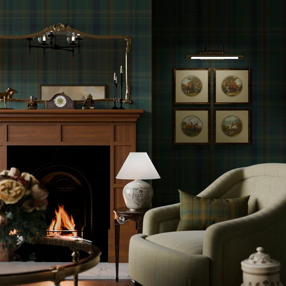 Heritage Tartan Wallpaper - Pine Green & Oxford Blue - Lucie Annabel