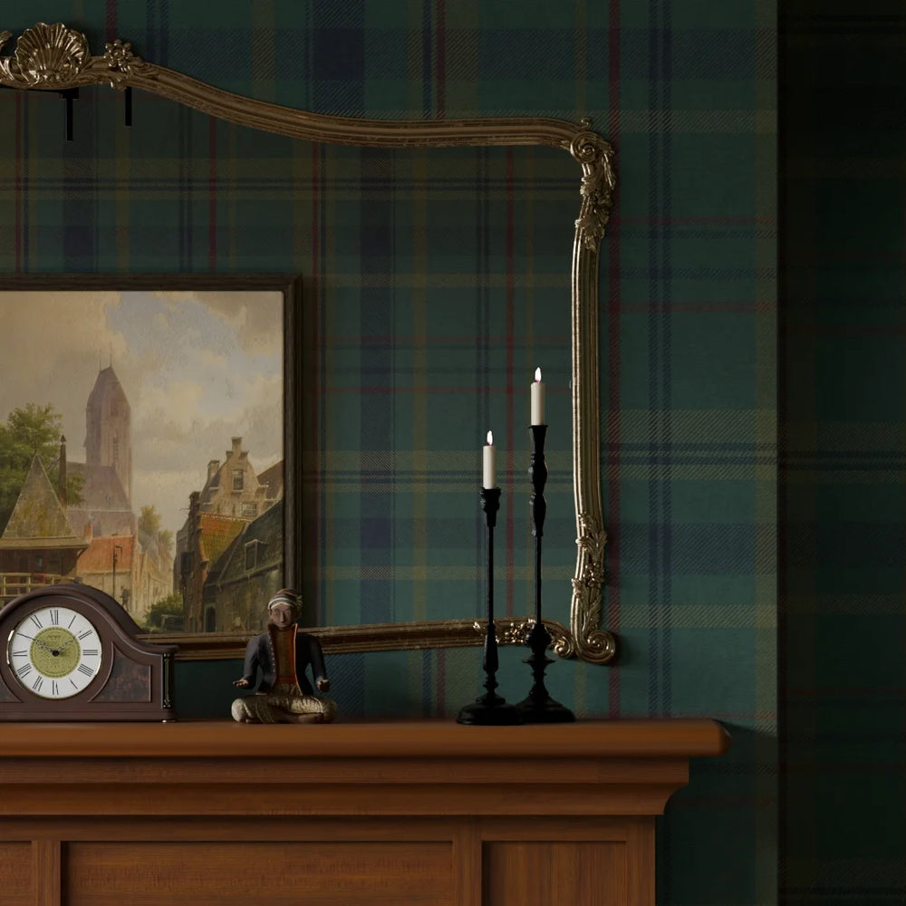 Heritage Tartan Wallpaper - Pine Green & Oxford Blue - Lucie Annabel