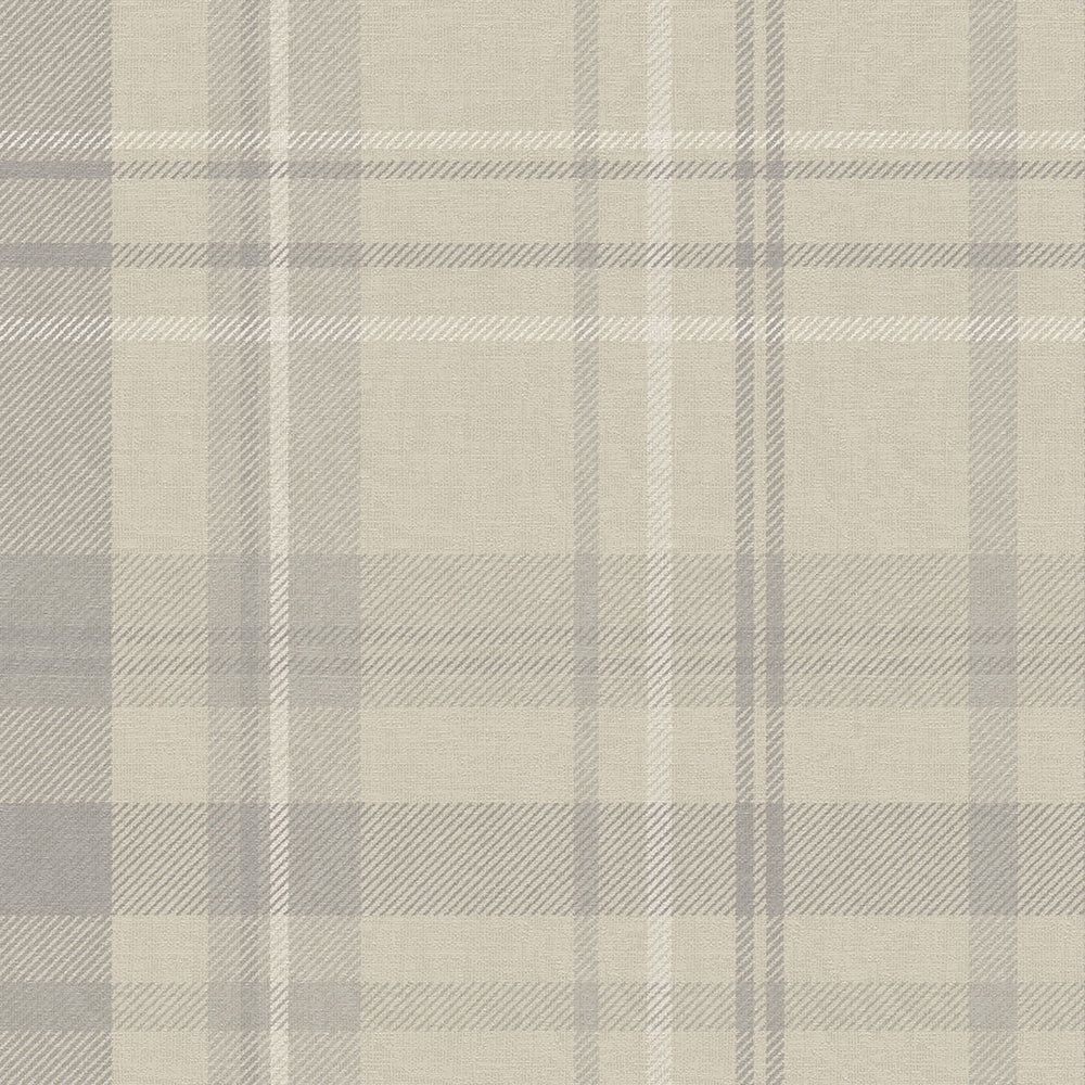 Heritage Tartan Wallpaper - Vintage Cream & Vintage Grey - Lucie Annabel