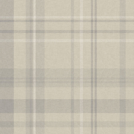 Heritage Tartan Wallpaper - Vintage Cream & Vintage Grey - Lucie Annabel