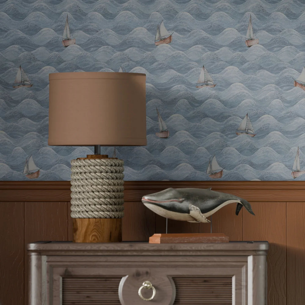 High Tide Wallpaper - Cornflower Blue - Lucie Annabel