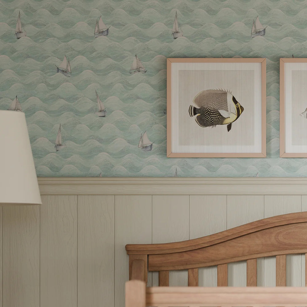 High Tide Wallpaper - Duck Egg - Lucie Annabel