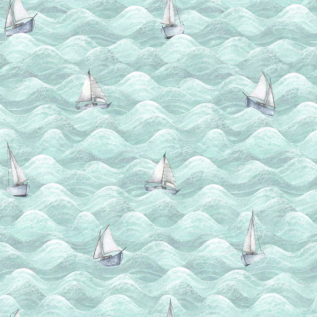 High Tide Wallpaper - Duck Egg - Lucie Annabel