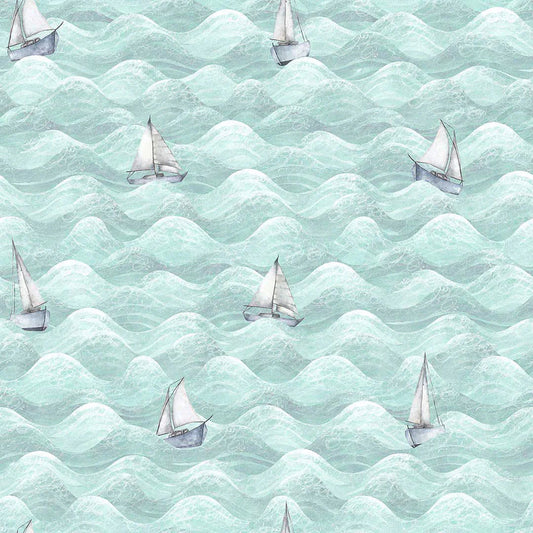High Tide Wallpaper - Duck Egg - Lucie Annabel