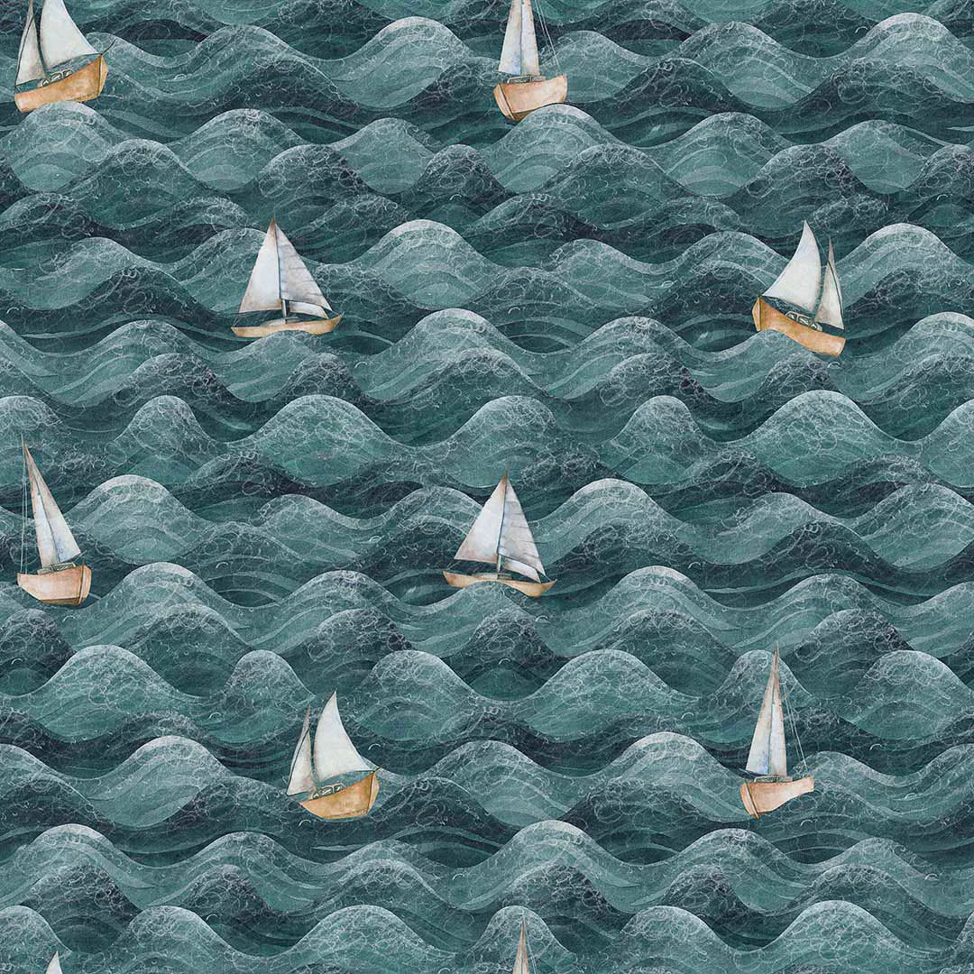 High Tide Wallpaper - Teal - Lucie Annabel