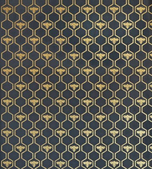 Honey Bees Wallpaper - Gold on Charcoal - BG0700-201 - Barneby Gates