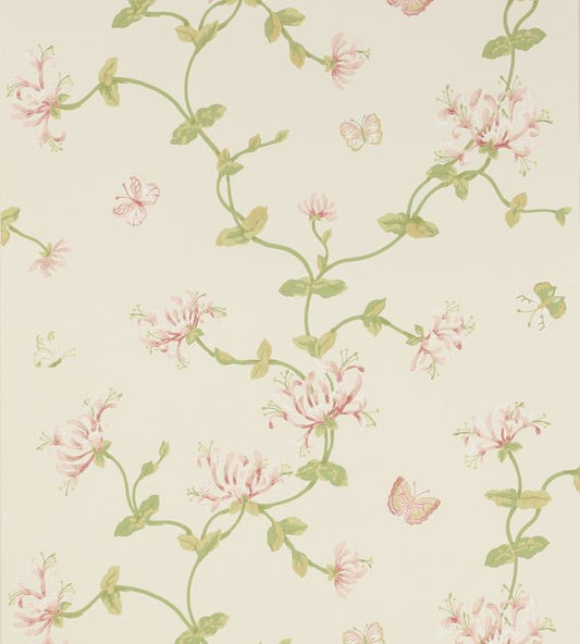 Honeysuckle Garden Wallpaper - Pink/Green - Colefax & Fowler