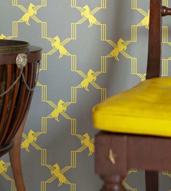 Horse Trellis Wallpaper - Acid on Grey - BG0500-201 - Barneby Gates