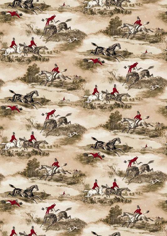 Hunting Scenes Wallpaper - Beige