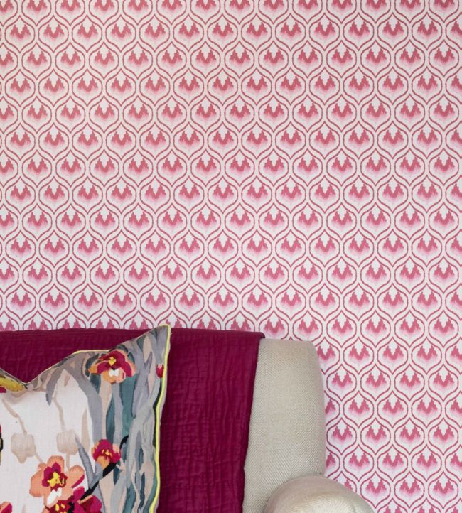 Ikat Heart Wallpaper - Oxblood - BG2300201 - Barneby Gates