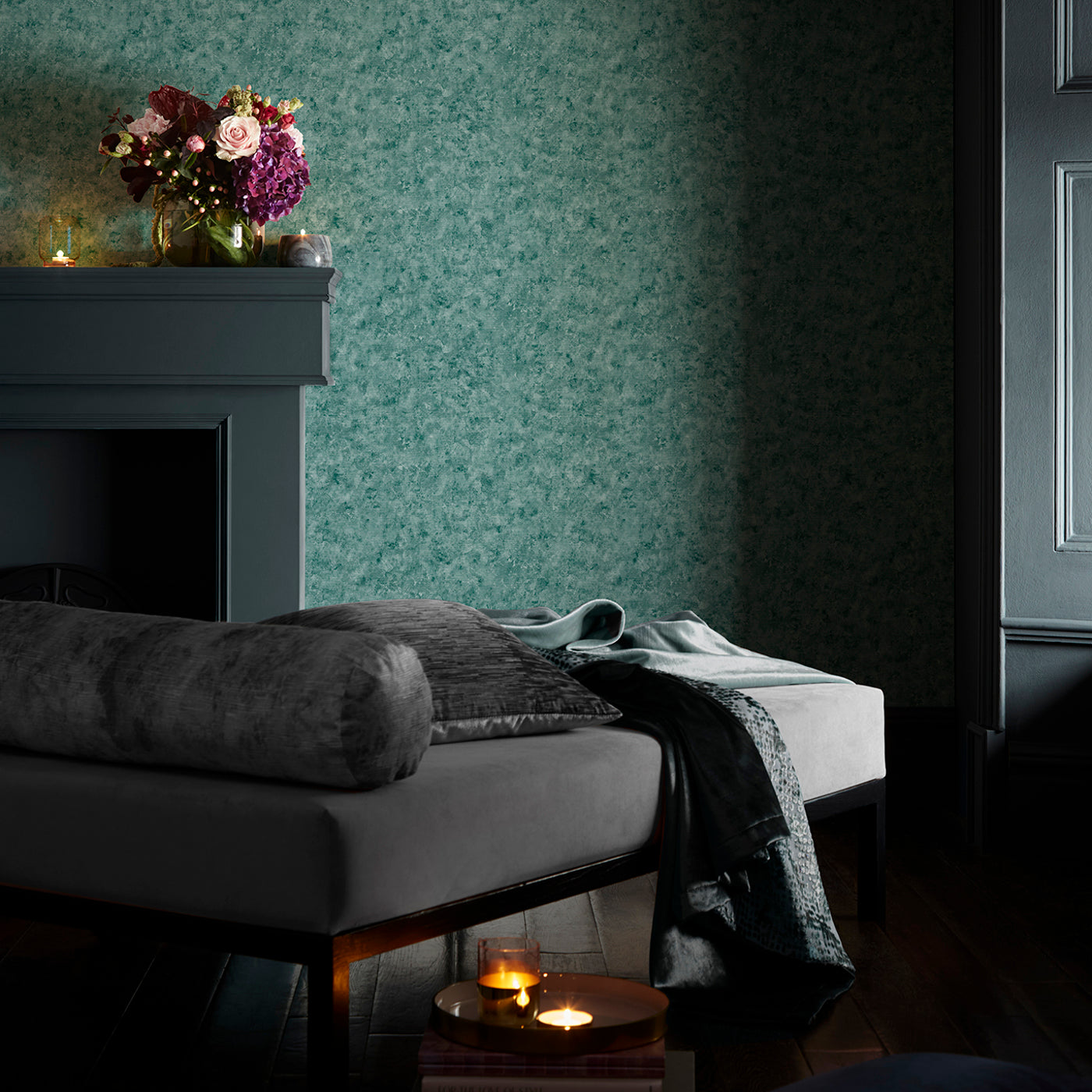 Impression Wallpaper - Teal - Clarke & Clarke