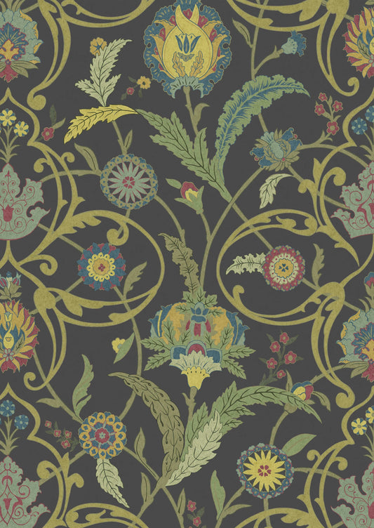 Ipek Damask Wallpaper - Black Gold