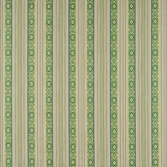 Javalli Stripe Fabric - Green - Jane Churchill