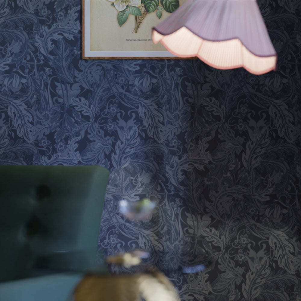 Jard Wallpaper -  Navy & Mineral - Lucie Annabel