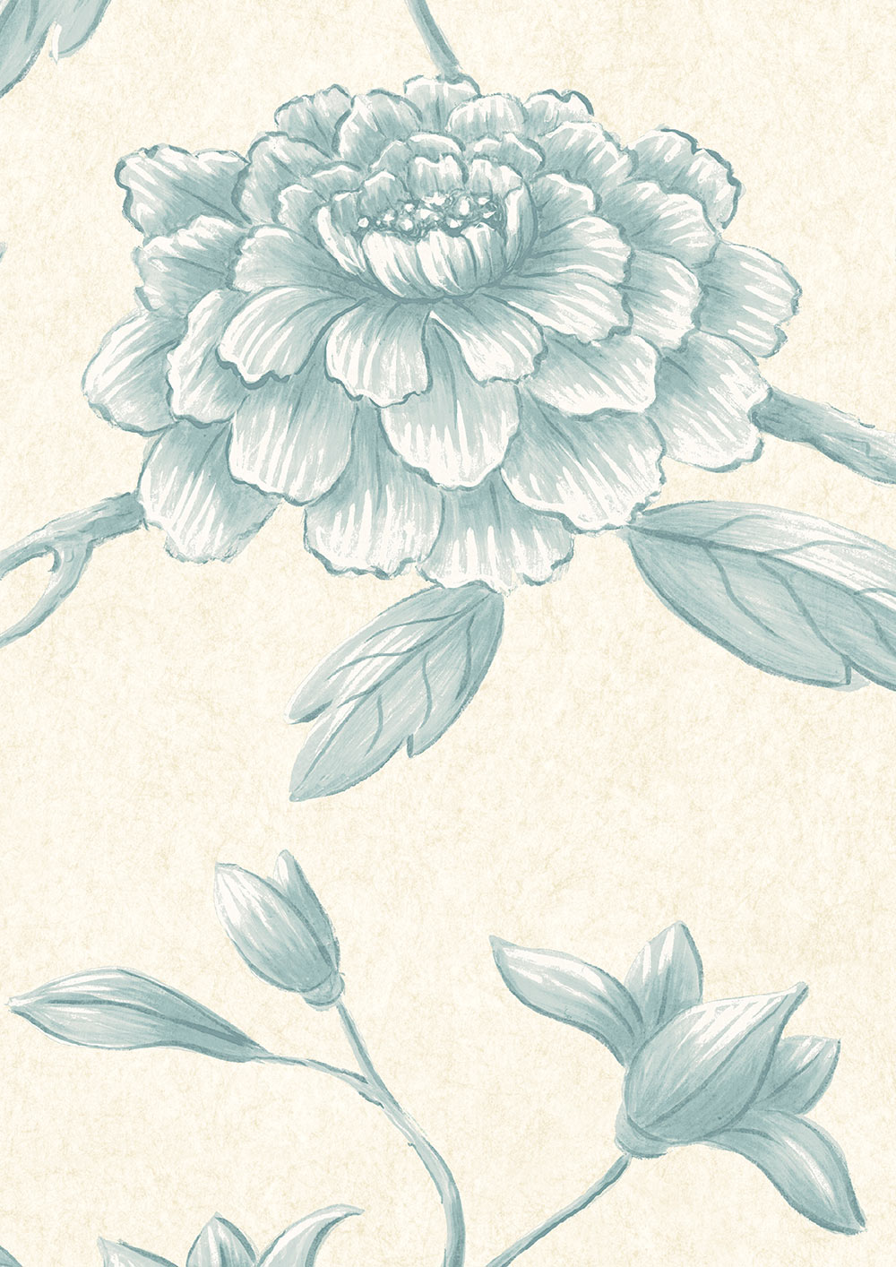 Jasper Peony Wallpaper - Aqua