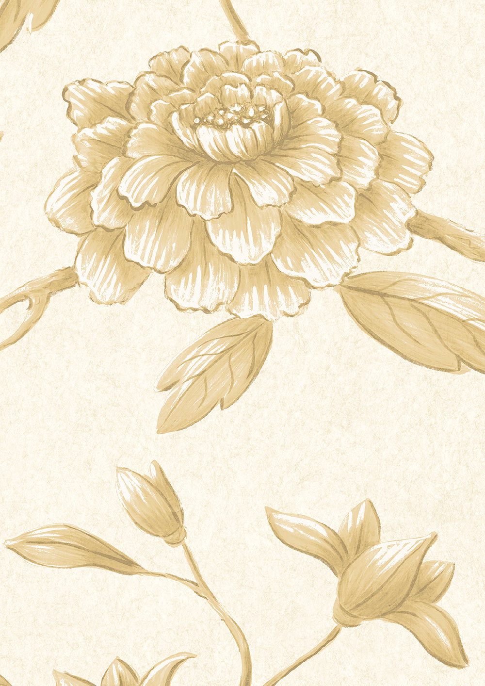 Jasper Peony Wallpaper - Buttermilk Reverse