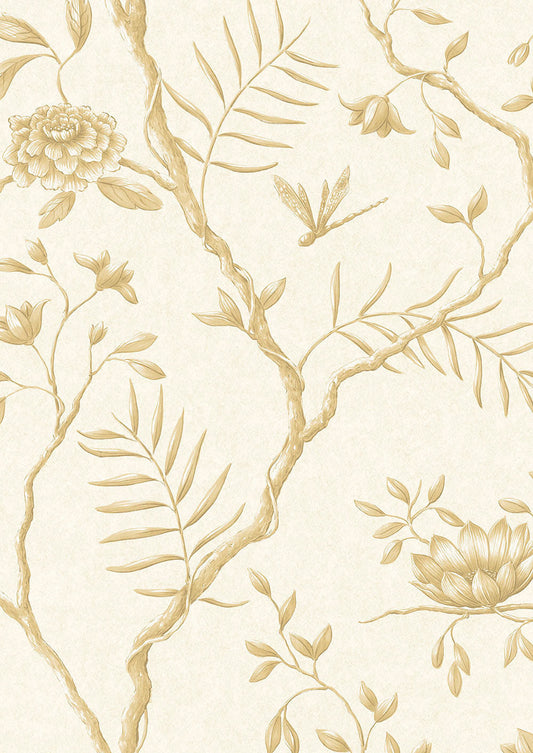 Jasper Peony Wallpaper - Buttermilk Reverse