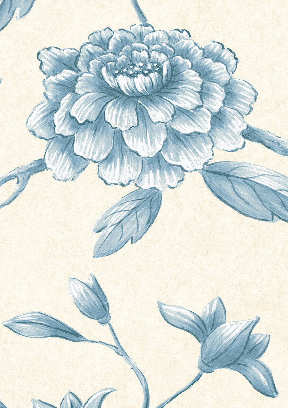 Jasper Peony Wallpaper - China Blue