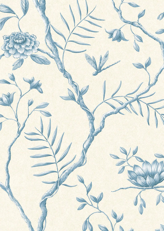 Jasper Peony Wallpaper - China Blue