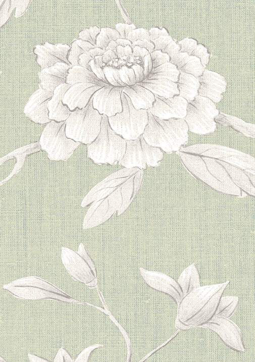 Jasper Peony Wallpaper - Eau de Nil
