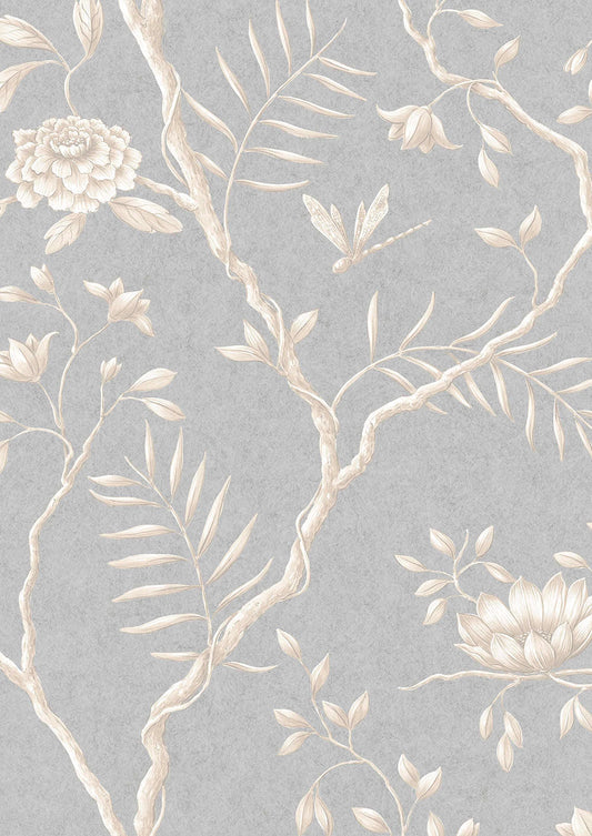 Jasper Peony Wallpaper - Smoke