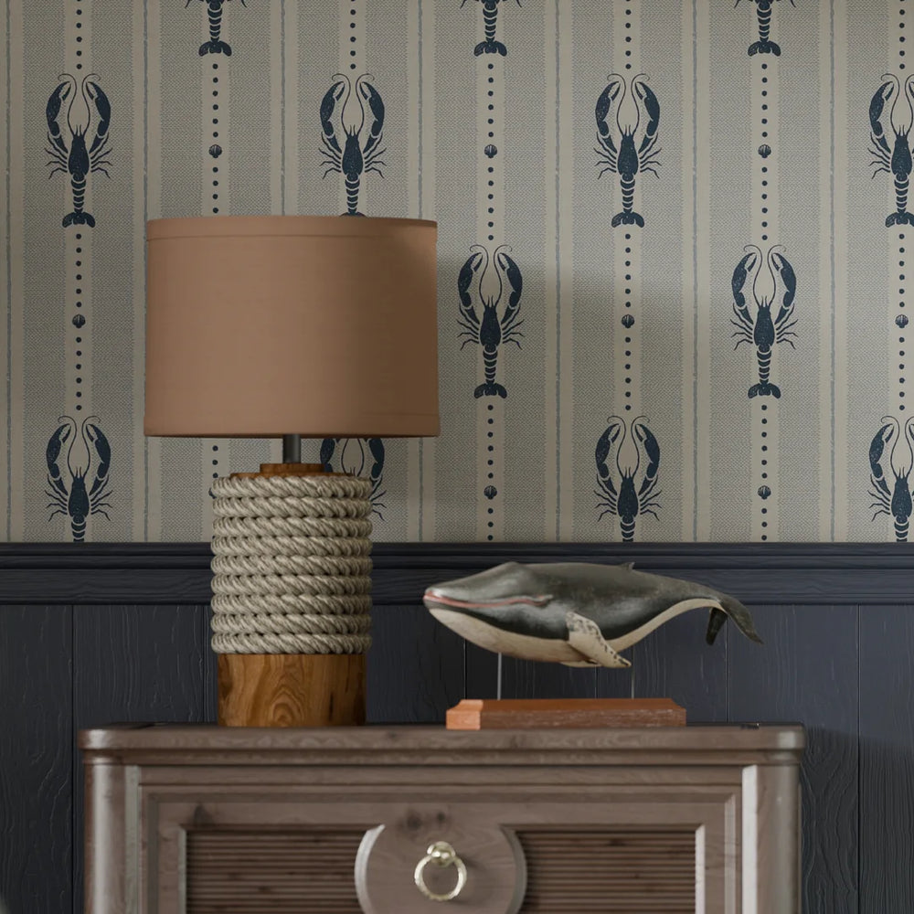 Jersey Lobster Wallpaper - Classic Navy - Lucie Annabel