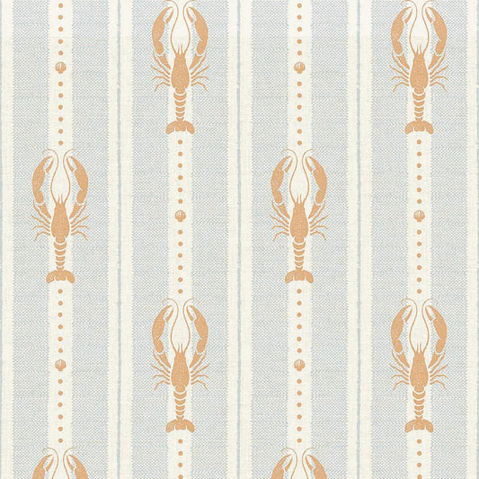 Jersey Lobster Wallpaper - Peach & Mineral Mist - Lucie Annabel