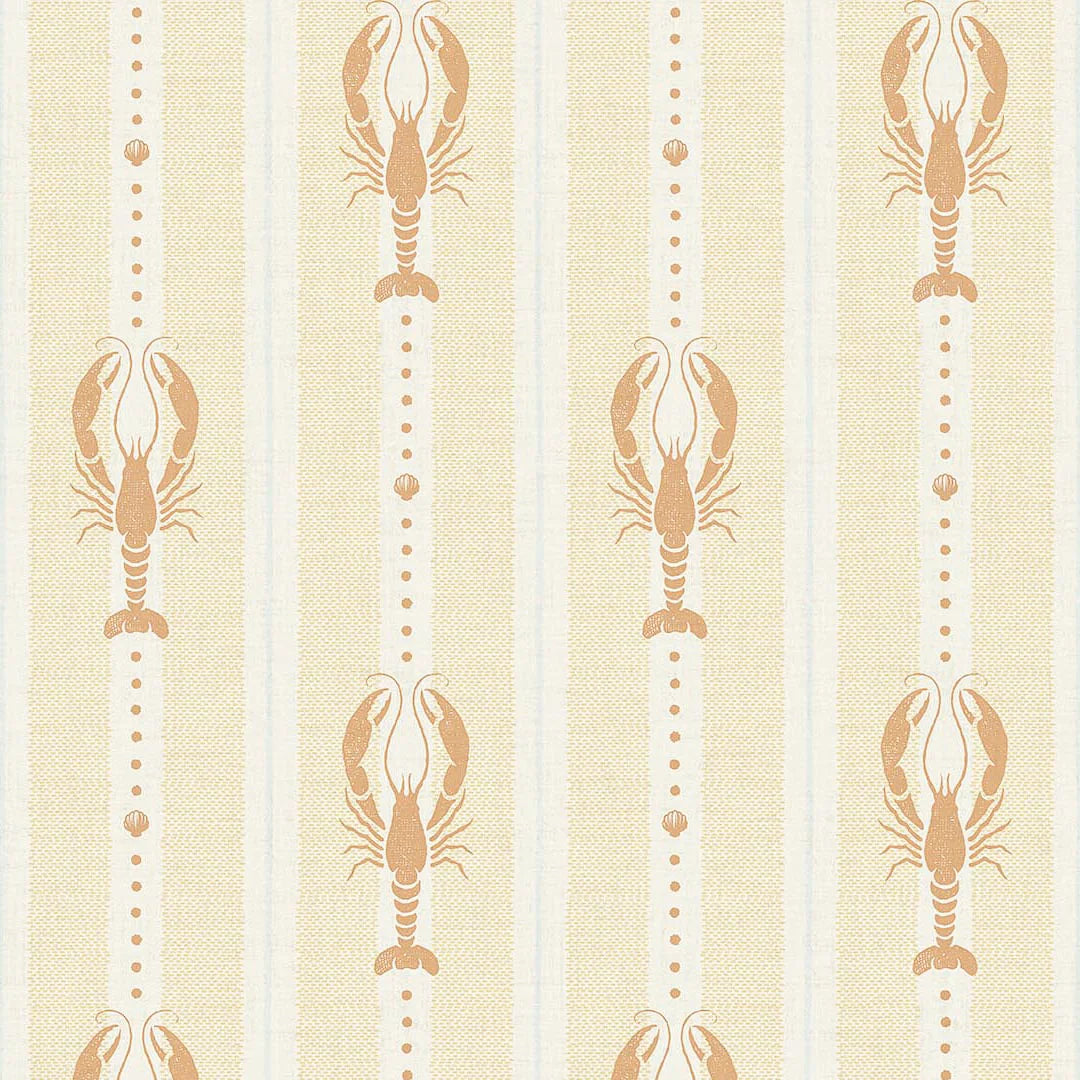 Jersey Lobster Wallpaper - Peach & Soft Ochre - Lucie Annabel