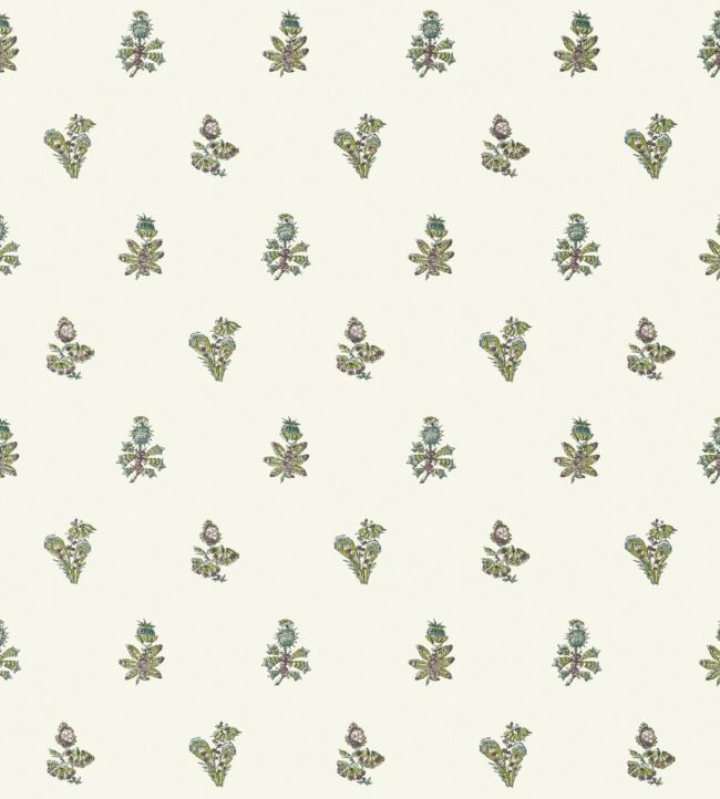 Jouy Wallpaper - Eggplant and Green - AT78757 - Anna French