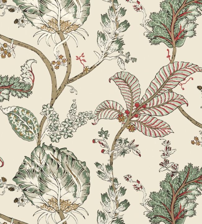 Kalamkari Vine Wallpaper - Red and Gold - AT78741 - Anna French