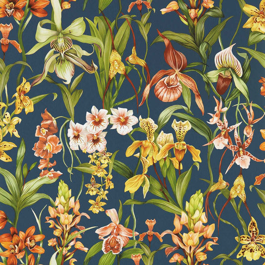 Kalina Wallpaper - Midnight/Baked Terracotta/Nectar - HC4W113010 - Harlequin
