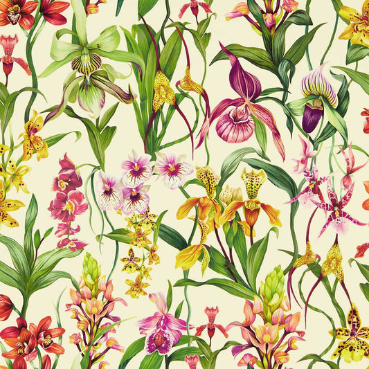 Kalina Wallpaper - Parchment/Forest/Azalea - HC4W113009 - Harlequin