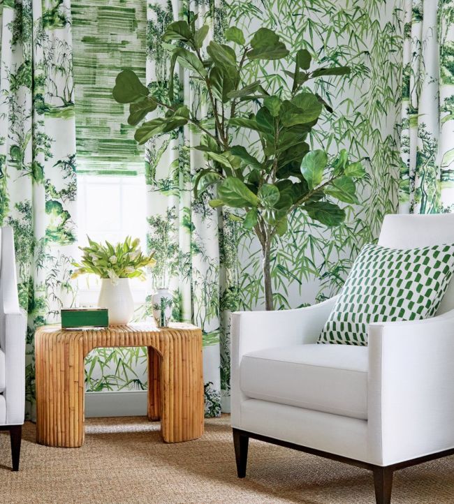 Kyoto Leaves Wallpaper - Emerald Green - AT9869 - Anna French