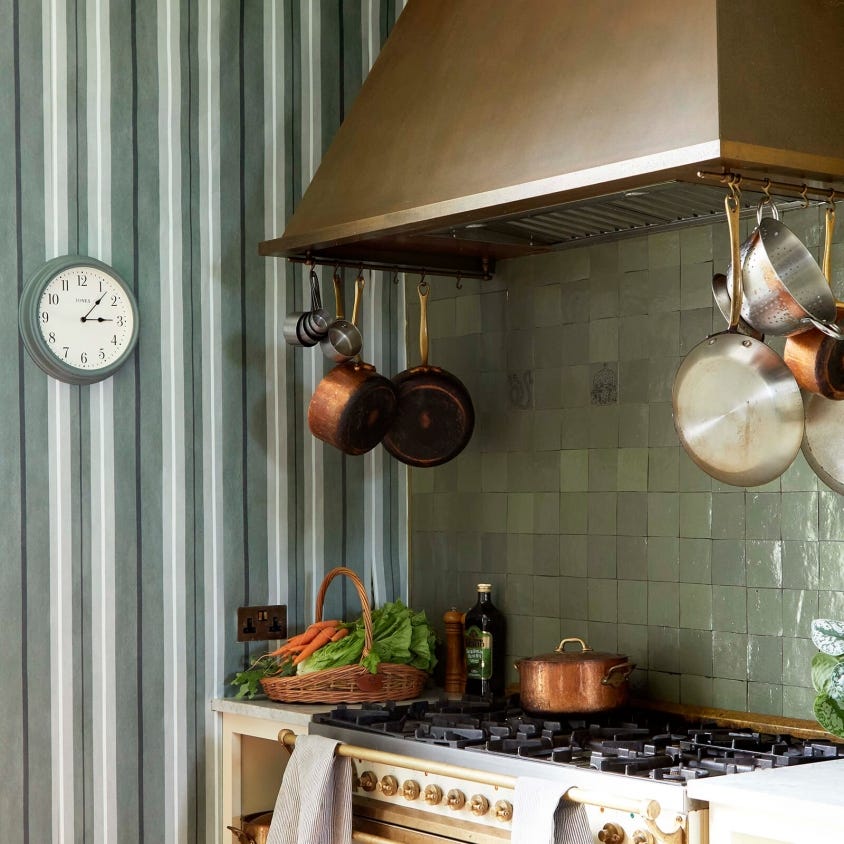 LAURISTON STRIPE Wallpaper - Verdigris - House of Hackney