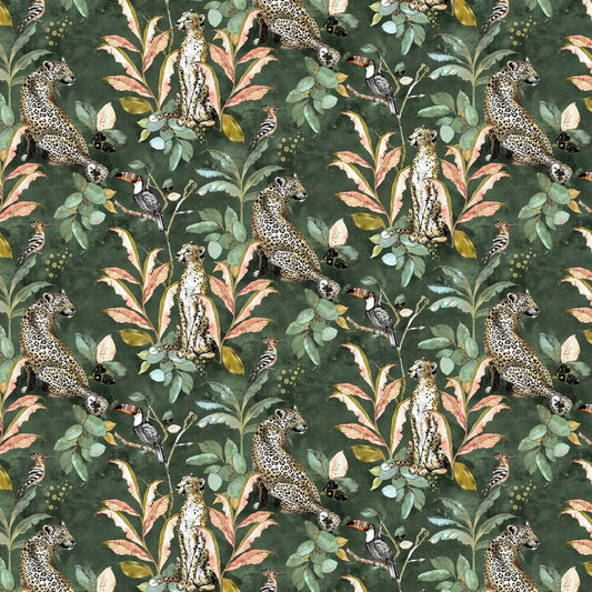 Cheetah Wallpaper - Green - The Graduate Collection