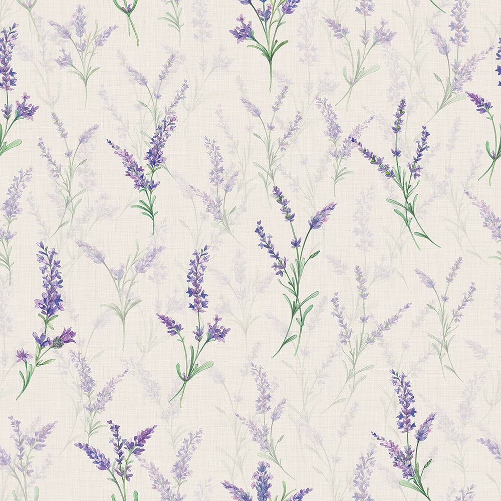 Lavender Meadow Wallpaper - Vintage Cream - Lucie Annabel