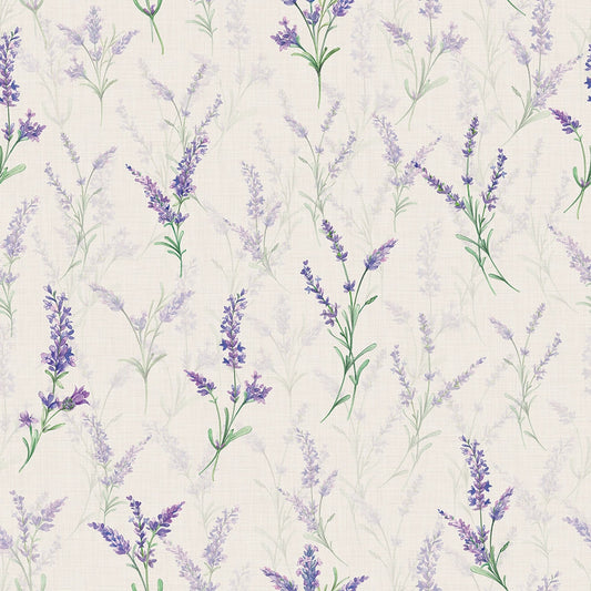 Lavender Meadow Wallpaper - Vintage Cream - Lucie Annabel